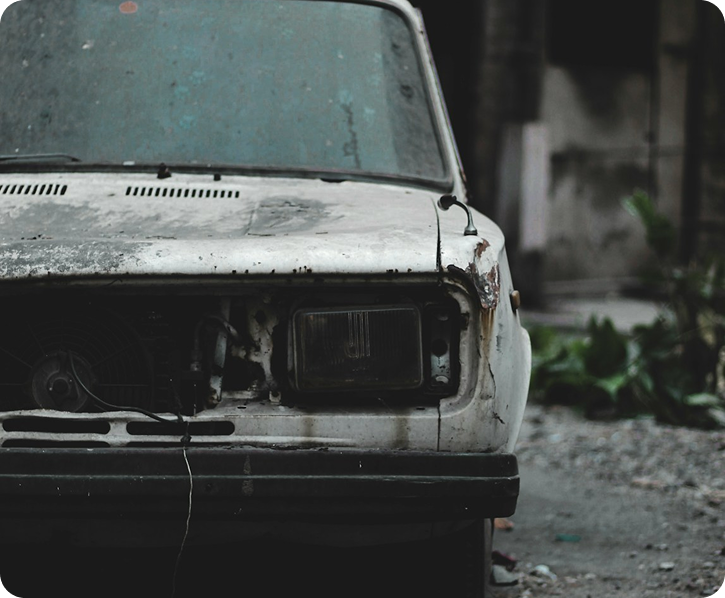 Old damaged car